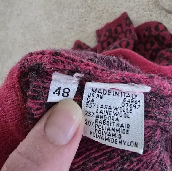 Benetton Made In Italy Size 48 XL Wool Angora Blend Womens Sweater Pink Gray Vtg - Picture 5 of 5